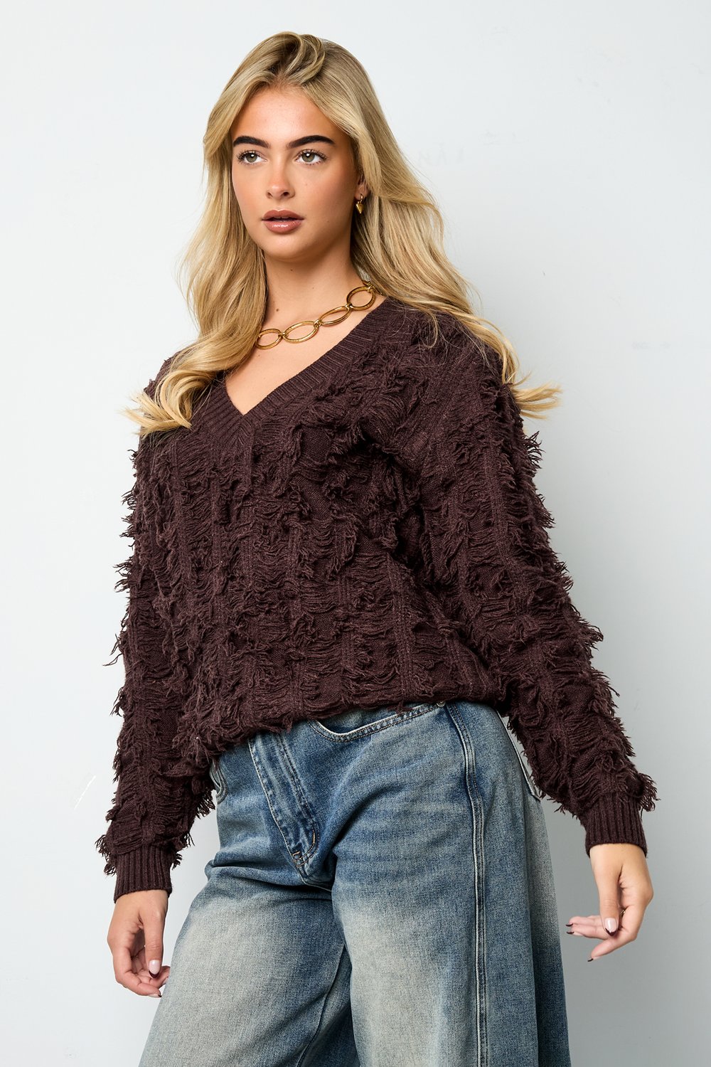 Vneck Fluffy Knit h5Picture4